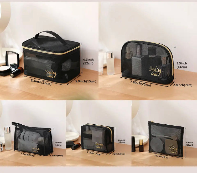 Set Of 5 Makeup Pouch, High Grade Transparent Cosmetic Bag, Large Capacity Portable Travel Organizer Set Of 5 Makeup Pouch, High Grade Transparent Cosmetic Bag, Large Capacity Portable Travel Organizer